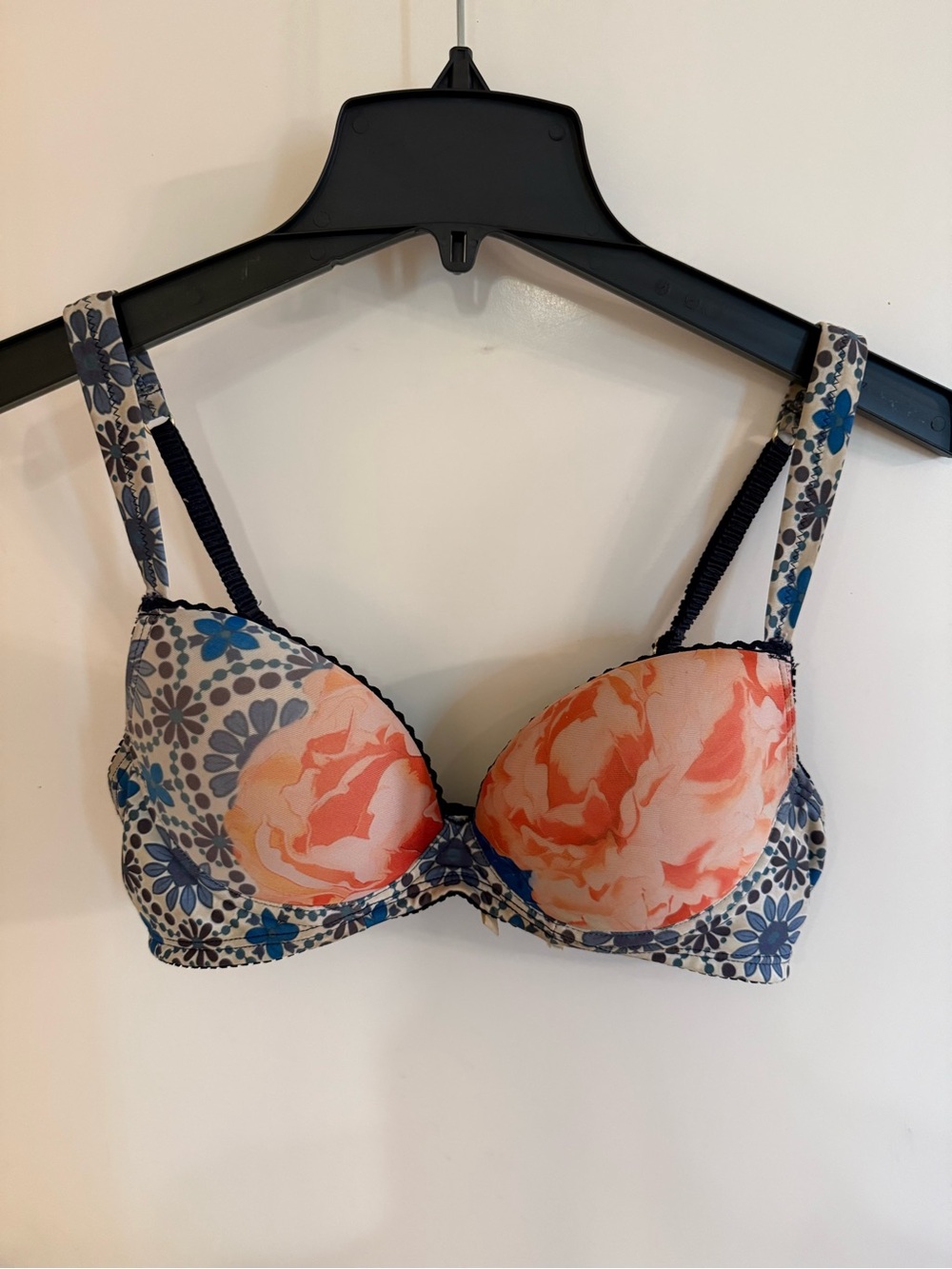 NAJA Floral Underwire Bra in Coral and Navy Floral